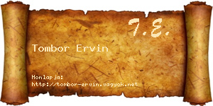 Tombor Ervin névjegykártya
